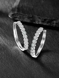 Peora Silver-Plated Contemporary Hoop Earrings