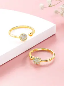 Peora Gold-Plated & CZ-Studded Adjustable Toe Rings