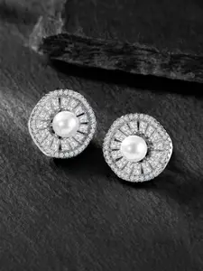 Peora Silver-Plated Contemporary Studs Earrings