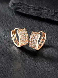 Peora Rose Gold-Plated CZ Studded Contemporary Stud Earrings
