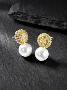 Peora Gold-Plated Contemporary Studs Earrings