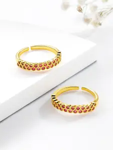Peora Gold Plated & CZ Studded Toe Rings