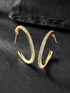 Peora Gold-Plated Contemporary Half Hoop Earrings