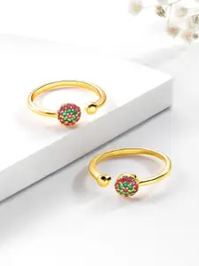 Peora Gold-Plated CZ-Studded Toe Rings