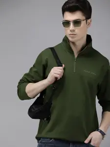 U.S. Polo Assn. Denim Co. Mock Collar Full Sleeves Half Zipper Sweatshirt