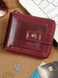 Teakwood Leathers Men Textured RFID Leather Zip Around Wallet