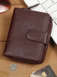 Teakwood Leathers Men Textured RFID Leather Two Fold Wallet