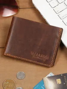 Teakwood Leathers Men Textured RFID Leather Two Fold Wallet