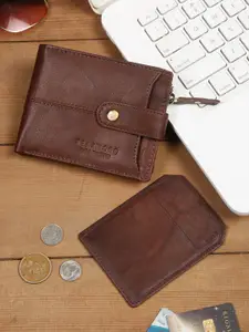Teakwood Leathers Men Textured RFID Leather Two Fold Wallet