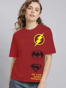 Free Authority Justice League Printed Cotton Oversized T-Shirt