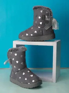 PASSION PETALS Girls Printed Suede Winter Boots