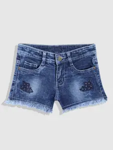 YK Girls Washed Slim Fit Denim Shorts