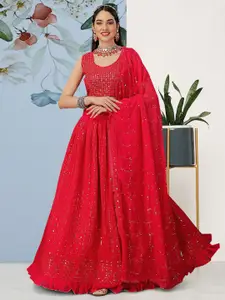 Angroop Sequinned Embroidered Semi-Stitched Lehenga & Unstitched Blouse With Dupatta