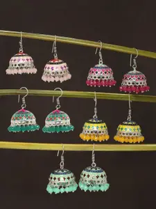 OOMPH Set Of 5 Dome Shaped Meenakari Jhumkas