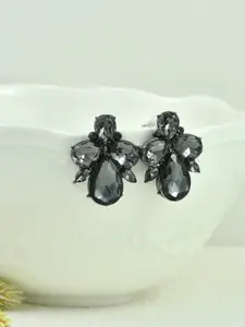 OOMPH Floral Crystal Studs Earrings
