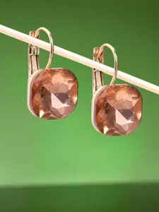 OOMPH Gold Plated Square Cubic Zirconia Drop Earrings