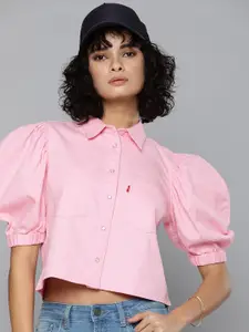Levis Puff Sleeve Pure Cotton Shirt Style Top