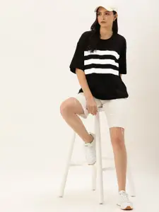 Harvard Striped Drop-Shoulder Sleeves Pure Cotton Oversized T-shirt