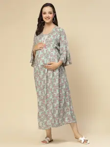 Sweet Dreams Green Floral Printed Maternity Nightdress