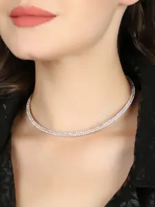 Adwitiya Collection Rose-Gold Plated Stone Studded Chocker Necklace