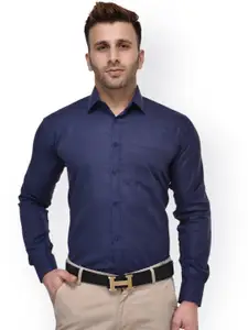 Hangup Men Navy Solid Regular Fit Formal Shirt