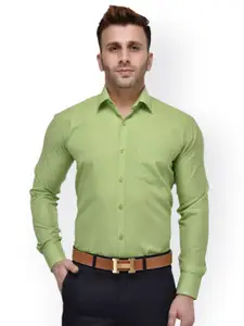 Hangup Men Green Regular Fit Solid Formal Shirt