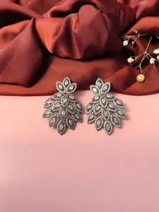 ABDESIGNS Silver-Plated Leaf Shaped Drop Earrings