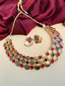 ABDESIGNS Gold-Plated Antique Kemp Stone Necklace Set