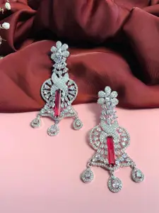 ABDESIGNS Silver-Plated Floral Drop Earrings