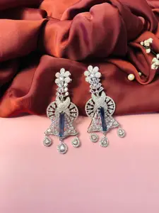 ABDESIGNS Silver-Plated Floral Drop Earrings