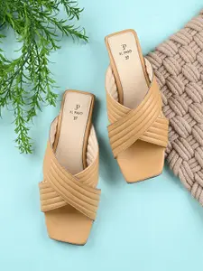 El Paso Striped Criss-Cross Strap Open Toe Flats