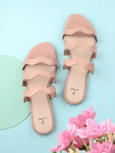 El Paso Zig-Zag Strap Open Toe Flats