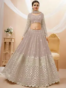 FABPIXEL Embroidered Mirror Work Semi-Stitched Lehenga Choli With Dupatta