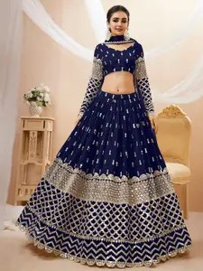 FABPIXEL Embroidered Mirror Work Semi-Stitched Lehenga Choli With Dupatta