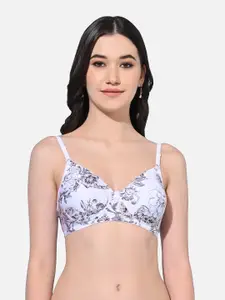 FIMS Floral Printed Lightly Padded Non-Wired Medium Coverage Everyday Bra
