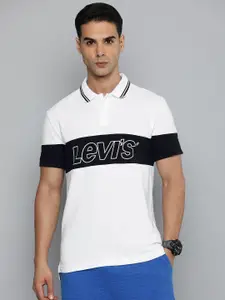 Levis Brand Logo Printed & Colourblocked Polo Collar Pure Cotton T-shirt