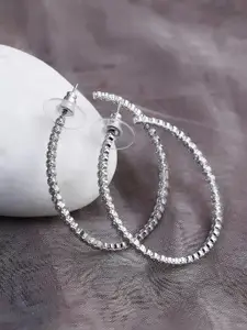 Adwitiya Collection Silver-Plated Classic Half Hoop Earrings