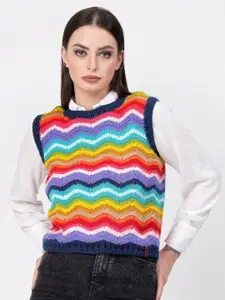 Velvery Striped Sleeveless Sweater Vest