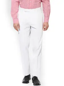 Hangup Men White Regular Fit Solid Formal Trousers