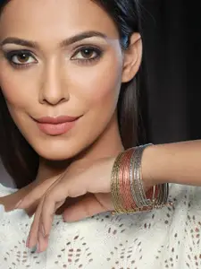 Priyaasi Women Tri-Toned Multistrand Cuff Bracelet