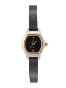 maxima Women Brass Dial & Leather Straps Gold Analogue Watch T-55990LMLT