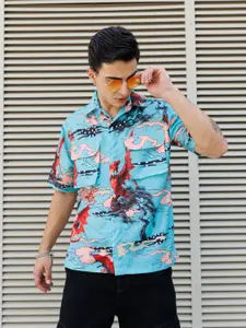 UNRL Boxy Fit Graphic Printed Casual Shirt