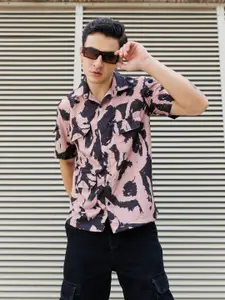UNRL Boxy Fit Abstract Printed Casual Shirt