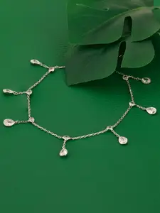 GIVA 925 Sterling Silver Rhodium-Plated Dew Drop Glow Anklet