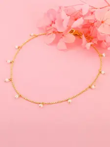 GIVA 925 Sterling Silver Gold-Plated Pearl Beaded Anklet