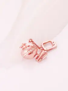 GIVA 925 Sterling Silver Rose Gold-Plated Gold Lord Krishna Matka Necklace Charms