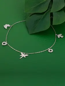 GIVA 925 Sterling Silver Rhodium-Plated Stone-Studded Playful Butterfly Anklet (1 Piece)