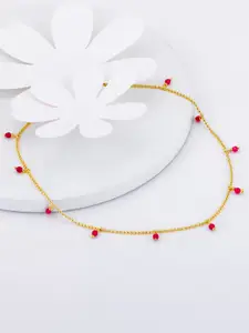 GIVA 925 Sterling Silver Gold-Plated Stone Studded Anklet