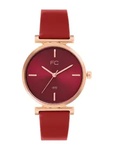 French Connection Women Embellished Dial & Leather Straps Analogue Watch FCN00087G