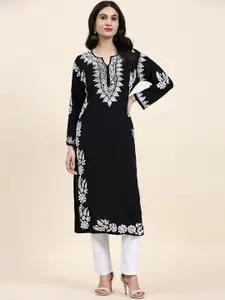 HOUSE OF KARI Floral Embroidered Thread Work Kurta